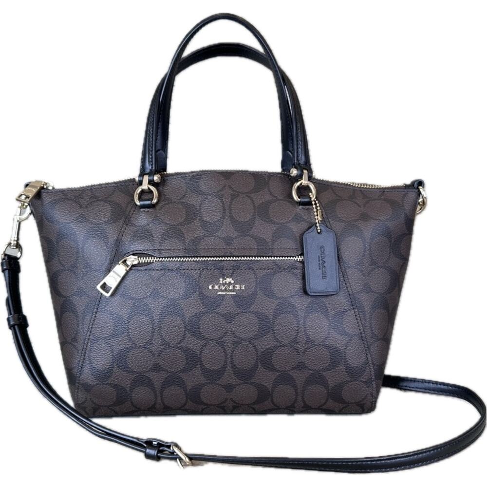 Coach Prairie Women's Satchel Bag Black/Brown Medium Convertible Crossbody *RARE